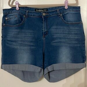 LOVE MY BOOTY THREAD MARKET DENIM JEAN SHORTS WOMEN PLUS SZ 22 STRETCH 5-POCKET